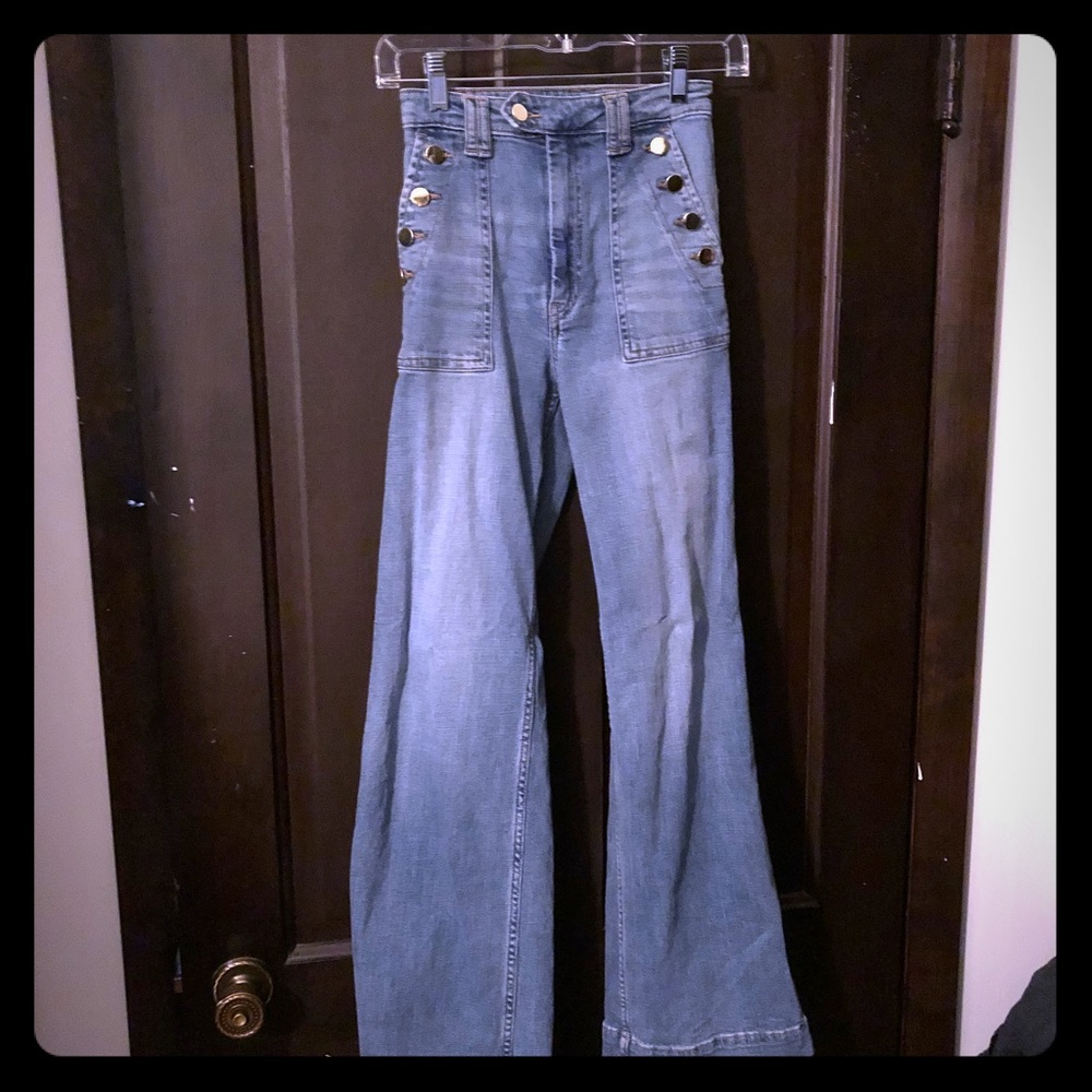 High waisted flared jeans